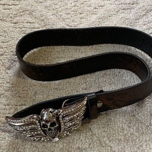 Leather Belt w/ Skull